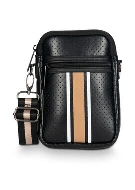 Haute Shore Casey Crossbody Bag Black Neoprene Mini Perforated Utility Casual